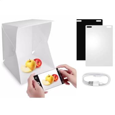 Imagem de Mini Estúdio Fotográfico Yeet com LED e Estrutura Magnética para Produtos com Fundos Preto e Branco e Cabo USB
