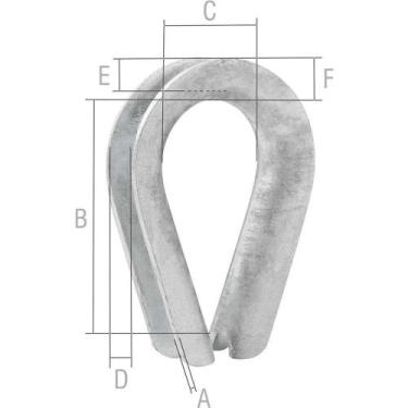 Imagem de Anilha Sapatilho para Cabo de Aço 12,70mm 1-2 Zincado para Confecção d