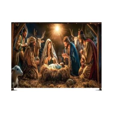 Imagem de Tapeçaria Religiosa Cena Da Natividade Noite Estrelada Decoração De Pa