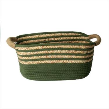 Imagem de Cesto Fibra Natural Algodão Verde Com Alça 43 X 25 X 18 CM - Paramount