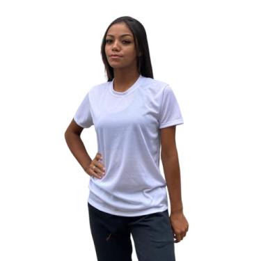 Imagem de Camiseta Dry Fit Feminina 100% Poliéster Academia Corrida Cross Fit Ginástica (GG, Branco)