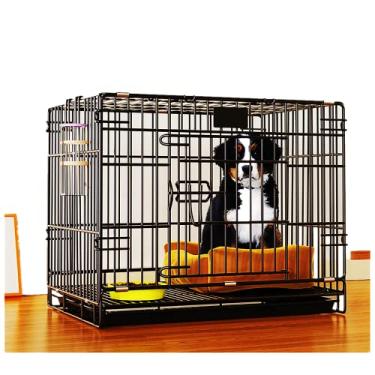 Imagem de YUANXIN Gaiola profissional dobrável para cães equipada com vaso sanitário, gaiola de pelúcia interna para gatos, gaiola de coelho, suprimentos para animais de estimação (rosa)