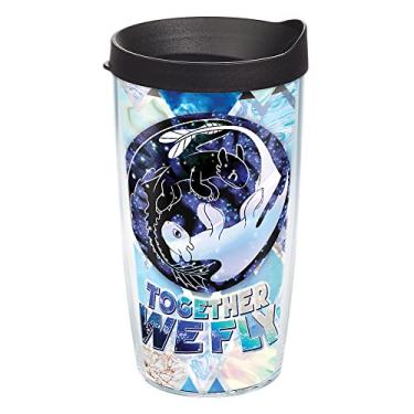 Imagem de Tervis DreamWorks copo de viagem com isolamento térmico de parede dupla feito nos EUA mantém as bebidas frias e quentes, 473 ml - tampa preta, juntos voamos