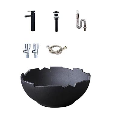 Imagem de jinyi2016SHOP Pias de vaso de banheiro em forma criativa acima do balcão de porcelana preta pia de banheiro arte lavatório pia banheiro (cor: B)