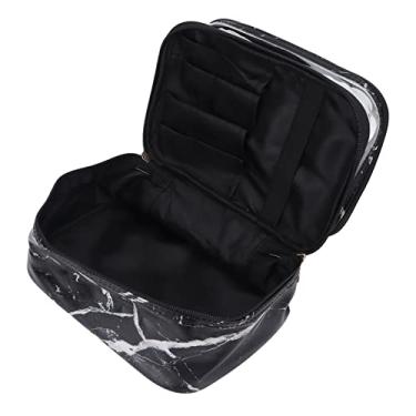 Imagem de Bolsa cosmética de camada dupla, bolsa de maquiagem de viagem, método de abertura com zíper, grande capacidade para