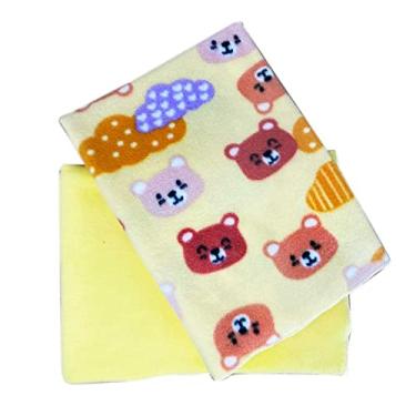 Imagem de Kit 2x Mantinhas Tecido Soft Extra Macio Manta Amarela + Ursinhos