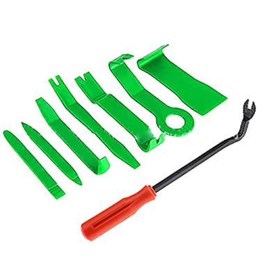 Imagem de 8 peças de ferramenta de remoção de acabamento automático, painel de rádio de porta interior do carro, kit de remoção forte, com 1 removedor de fixador (verde)