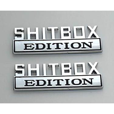Imagem de Conjunto de par SHITBOX EDITION emblema 3D decalque para-lama decalque carro caminhão substituição para F150 F250 F350 Chevy Silverado 1500 2500 Chevrolet C10 C15 (preto cromado)