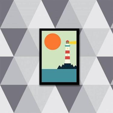 Imagem de Quadro Farol Marinho 45X34Cm - Com Vidro Moldura Preta