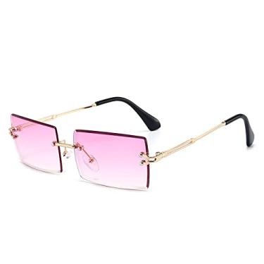 Imagem de Óculos de sol retangulares pequenos da moda verão uv400 óculos de sol mais novos da moda mulheres e homens sem aro para ciclismo óculos de sol, 4, china