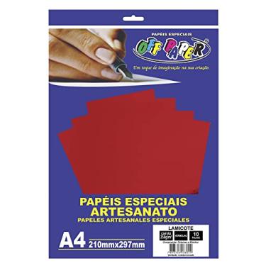 Imagem de Papel Lamicotel Vermelho A4 250g – OFF PAPER | Pacote com 10 Folhas | Papel Brilhante para Convites, Artesanato, Impressão Criativa, Cartões e Projetos Especiais
