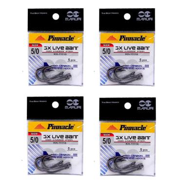 Imagem de Kit Anzol Maruri 3X Live Bait Aço Carbono N° 5/0 20 Peças