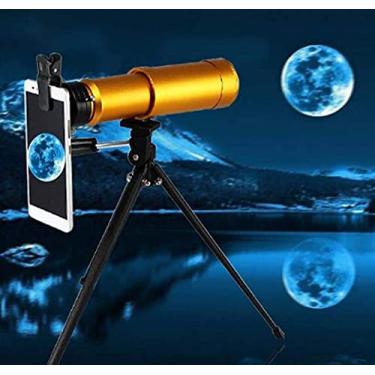 Imagem de WANWEN Telescópio monocular de metal, telescópio de zoom elástico de alto desempenho 10 x 50 com tripé, viagens, observação de pássaros, astronomia, esportes e vida selvagem pequena surpresa