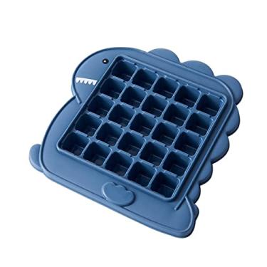Imagem de Bandeja de cubo de gelo 25 grade molde de silicone de gelo bandeja de gelo doméstico faça você mesmo máquina de sorvete pastelaria silicone molde de cubo de gelo molde de cubo de gelo (cor: dinossauro azul)