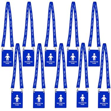 Imagem de Cordões de corredor com grandes cartões de passagem, sala de aula escolar inquebrável, conjunto de passagens de 5,1 polegadas para pais professores (quarto da biblioteca do banheiro escritório e enfermeira), 10* Boys' Restroom Pass