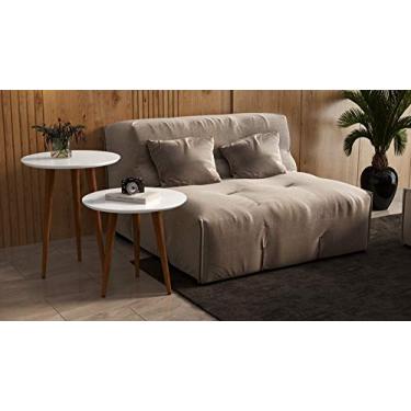 Imagem de kit 2 mesas sala retrô pés palito, lateral e apoio georgia - branco - Comprar Moveis Em Casa