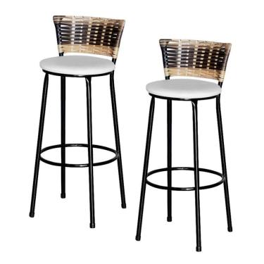 Imagem de 2 Banquetas Alta Para Cozinha Cappuccino Premium Branco