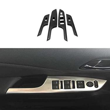 Imagem de GZBFTDH Acessórios de carro de painel de vidro, compatível com Honda CRV 2012-2015 Janela de porta Painel de elevação de vidro Botão Placa de interruptor Placa de acabamento (carbono)