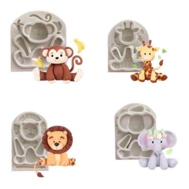 Imagem de Molde De Silicone Baby Girafa Macaco Elefante Leão