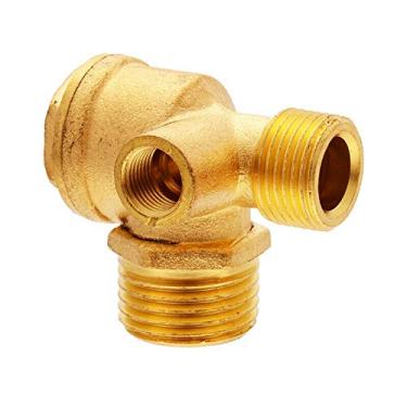 Imagem de Compressor de ar válvula de verificação SENRISE válvula de retenção de latão 3 vias válvula conector de tubo, HA2230A, Gold Tone, Female 1/2"*3/8"*1/8"
