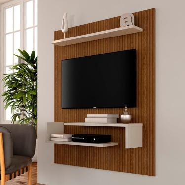 Imagem de Painel Suspenso Sonora Tv 55" Off Whi/freijó Ripado - Móveis Arapongas