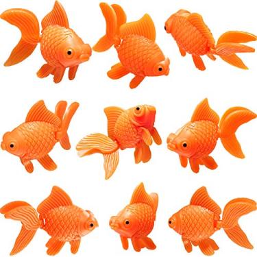 Imagem de Sumind 15 peças de peixes artificiais de aquário de plástico, realistas, movimento artificial, laranja flutuante, ornamento de peixe falso, decorações para aquário de peixes