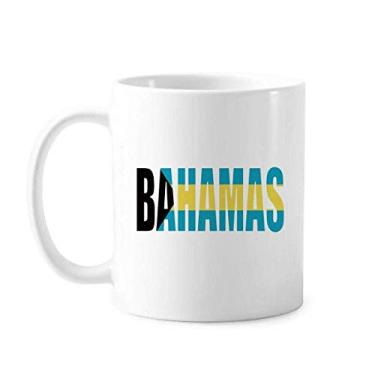 Imagem de Caneca com nome da bandeira do país das Bahamas cerâmica xícara de porcelana de café louça