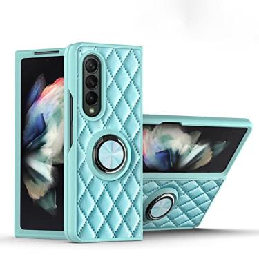 Imagem de Capa de telefone de silicone de couro para Samsung Galaxy Z Flip 3 Flip4 5G Fold 3 4 Suporte de anel à prova de choque Revestimento de capa macia, azul celeste, para Samsung Z Fold 3 5G