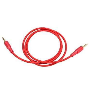 Imagem de Cabo Auxiliar de 3,5 Mm, 3,3 Pés 3,5 Mm Cabo Auxiliar de Som Macho para Macho Bainha de Tecido de Náilon Resistência Ao Desgaste Concha de Latão Fio TPE Banhado a Ouro 24K Plugue para Carro para (Vermelho)