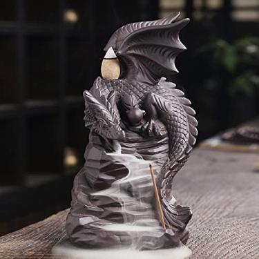 Imagem de Suporte de incenso de cascata de dragão detalhes refinados artesanal forma única suporte de incenso de cerâmica refluxo para sala de chá decoração zen, decoração de casa, decoração de quarto