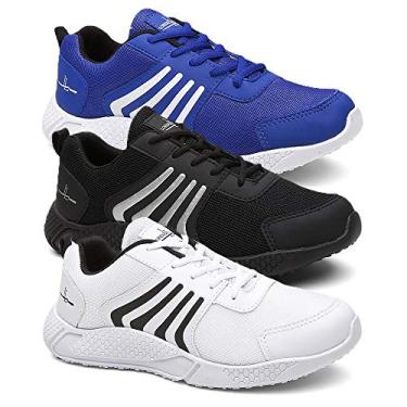 Imagem de Kit 3 Pares Tenis Masculino Running Boost Super Leve - Azul/Preto/Branco - 37