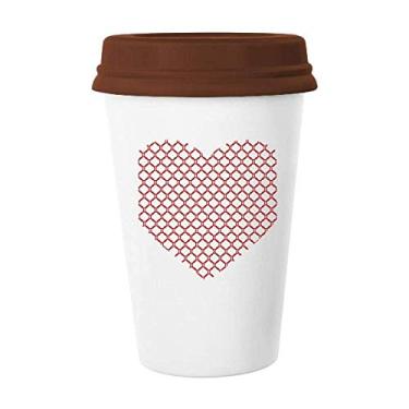 Imagem de Círculos Coração Dia dos Namorados Caneca Vermelha Copo de Cerâmica Copo de Café