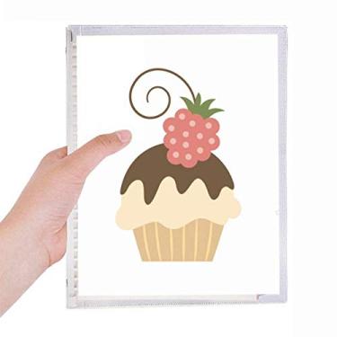 Imagem de Caderno de pasta de sorvete de chocolate com morango e folhas soltas para diário recarregável