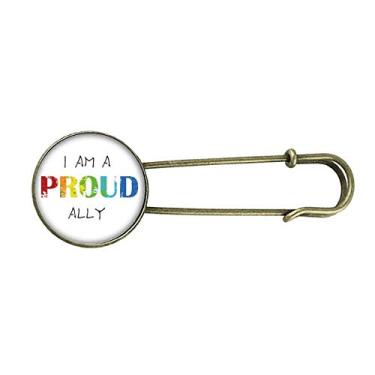 Imagem de LGBT broche de metal retrô com bandeira de arco-íris Proud Ally