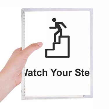 Imagem de Watch Your Step Black Symbol Pattern Notebook Folhas Soltas Diário Recarregável Diário Papelaria