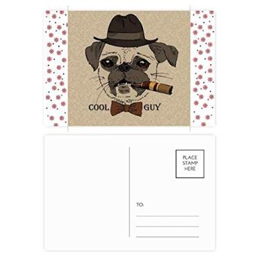 Imagem de Cartão postal em estilo britânico delicado fumê cão e cigarro de Natal, celebração, cartão postal de bênção
