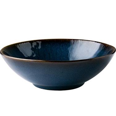Imagem de JLXZHOME Tigela de cerâmica para salada de frutas grande tigela de sopa de ramen moderna criativa utensílios de mesa de cerâmica, azul, 12,7 cm