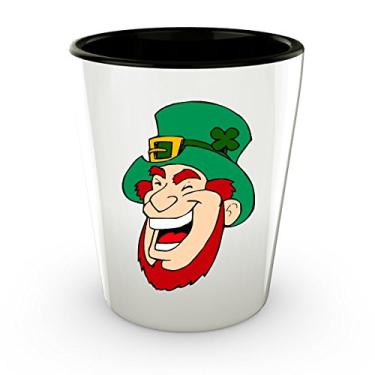 Imagem de St. Patrick's Days Copos de shot - I Wish I was Drunk - Trevo de quatro folhas - Leprechaun - Pote de ouro - Copos de cerâmica irlandesa divertidos (pacote com 4, 4 juntos) (1, Leprechaun)