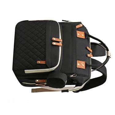 Imagem de Mochila para mamãe, mochila de nylon impermeável de grande capacidade, bolsos para uso externo (preto)
