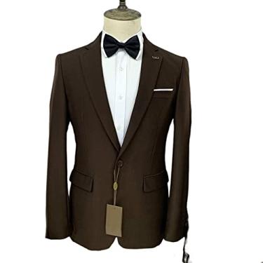 Imagem de Ternos masculinos, jaqueta de 2 peças slim fit único de casamento para festa jantar baile, marrom, PP (44/29)