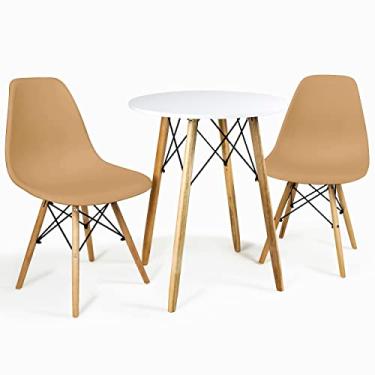 Imagem de Mesa Eiffel Redonda Branca P/Sala 60cm Com 2 Cadeiras Nude Charles Eames