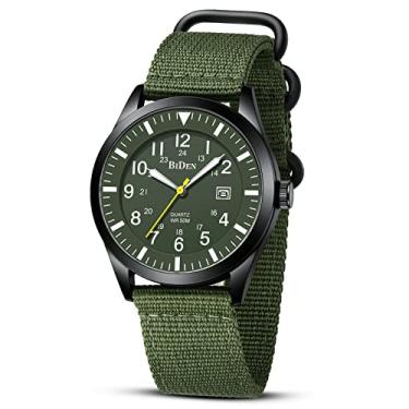 Imagem de Relógios masculinos à prova d'água militares para homens, relógio de pulso tático analógico, relógio de trabalho, casual, quartzo, pulseira de nylon com movimento japonês, Preto, verde