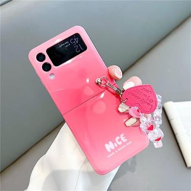 Imagem de Linda Gradiente Love Heart Bracelet Chain Phone Case para Samsung Galaxy Z Flip 3 4 5G Z Flip3 Zflip3 Zflip4 Cover,b,For Z Flip 4