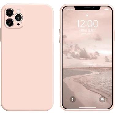 Imagem de GANYUU Capa de silicone líquido, com capa de borracha de forro de microfibra, para iPhone 13mini/13/13pro/13Promax/14/14 Pro/14 plus/14Pro max, rosa, 14 Pro max 6,7" (cor: rosa, tamanho: 13 5,4'')