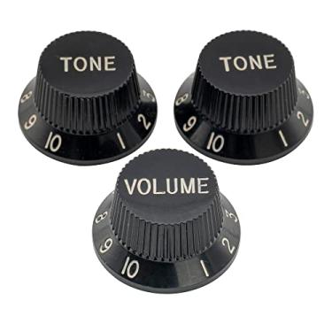 Imagem de Musiclily Pro Imperial Inch Size Kit 3 Knobs de Plástico 1 Volume 2 Tone para Guitarra Stratocaster, Preto