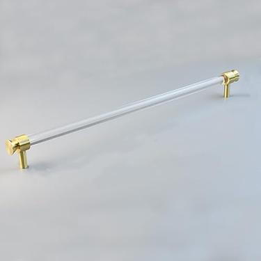 Imagem de Armário de cozinha de cristal acrílico puxa armário de sapato puxadores de gaveta ouro em forma de T maçanetas de porta de móveis ferragens, furo a furo de 320 mm, A