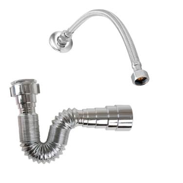 Imagem de Sifão Sanfonado Universal Cr + Engate Flexível Trançado 40cm