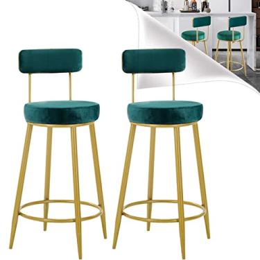 Imagem de Cadeiras de jantar cadeiras de sala de jantar banquetas de bar, bancos de cozinha conjunto de 2 cadeiras de bar altas com encosto e apoio de braço, tecido de veludo, assento alto de 65 cm, montagem fácil (conjunto de 2) Tudo está bem