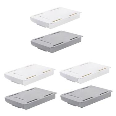 Imagem de BESTOYARD 6 Pçs Escritório Self-Out Desktop Tipo Slide Perfurador Cozinha Expansível Para Gavetas Adesivo Auto-Lápis Branco + Plástico Doméstico Suporte Escondido Sob O Organizador De