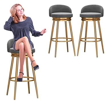 Imagem de Cadeiras de jantar cadeiras de sala de jantar moderno conjunto de banquinho de bar moderno de 1/80 polegada banco de altura de balcão de veludo cadeira giratória estofada moldura de metal dourado para cozinha ilha sala de jantar pátio tudo está bem